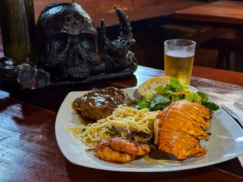 Filet Mignon with Shrimp & Lobster on the pirate ship menu