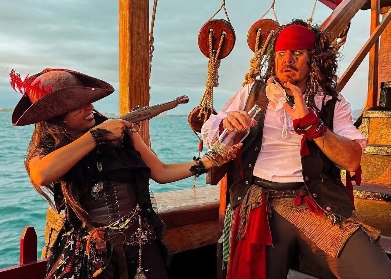 Pirate crew performing on deck of the Puerto Vallarta pirate ship